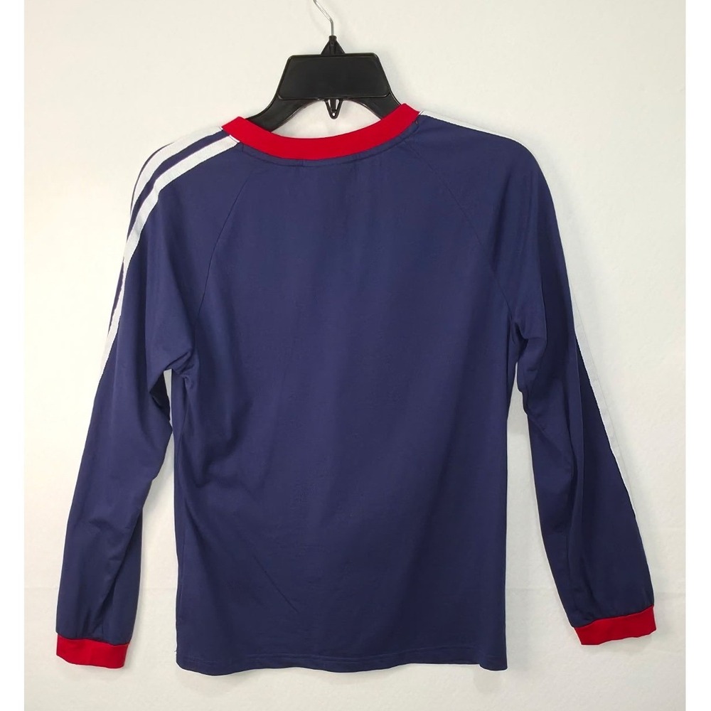 Adidas Originals Long Sleeve Tee Dress Navy Blue Red Ringer Trefoil Stripes XL - Picture 2 of 6